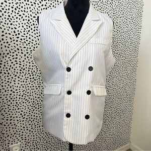 White Stripped Pinstripe Blazer